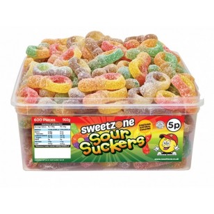 Sweetzone 100% Halal Jelly Sweets - Sour Suckers Tub Of 100pcs Sweetzone 100% Halal Jelly Sweets - Sour Suckers Tub Of 100pcs
